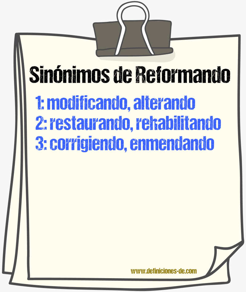 Sinónimos de reformando