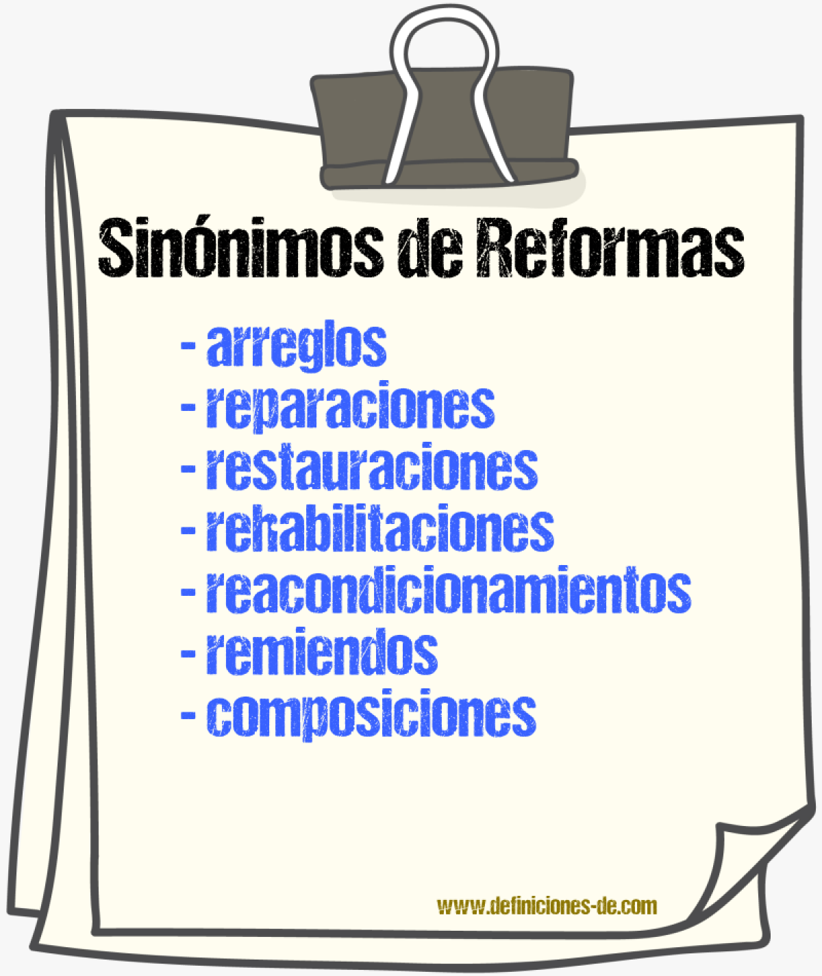 Sinónimos de reformas