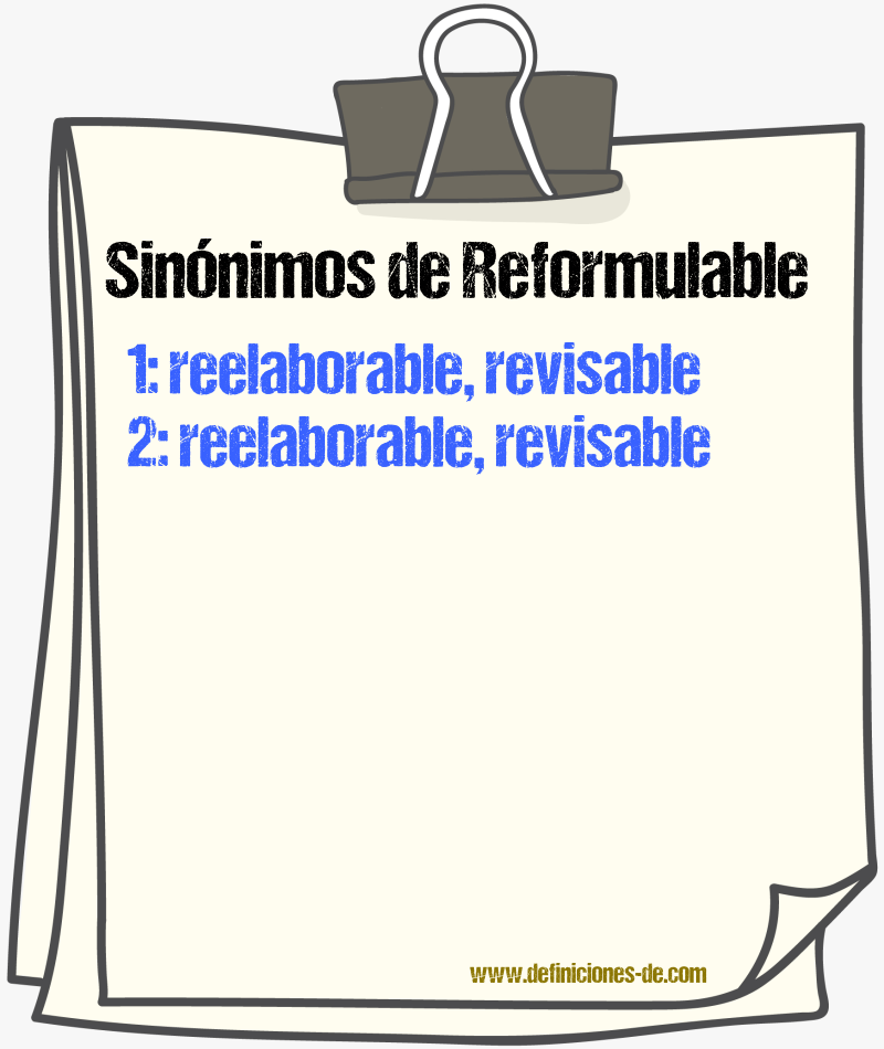 Sinónimos de reformulable