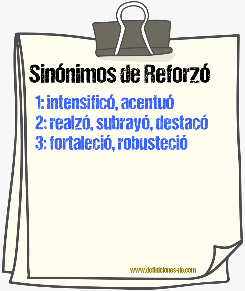 Sinónimos de reforzó