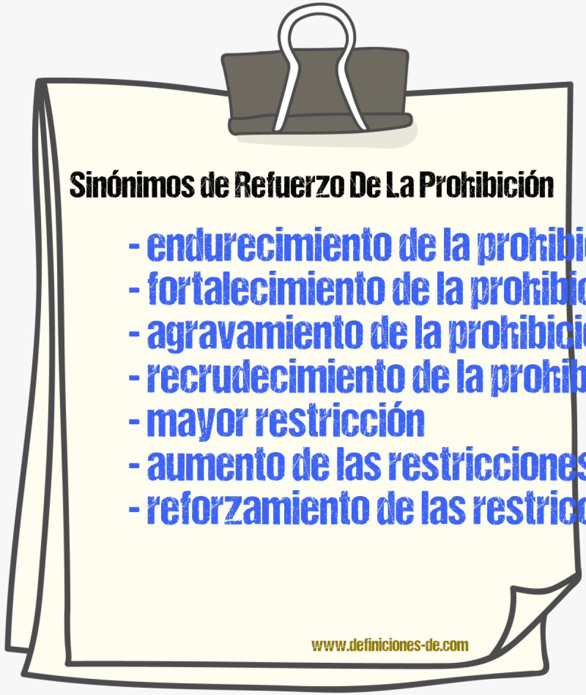 Sinónimos de refuerzo de la prohibición