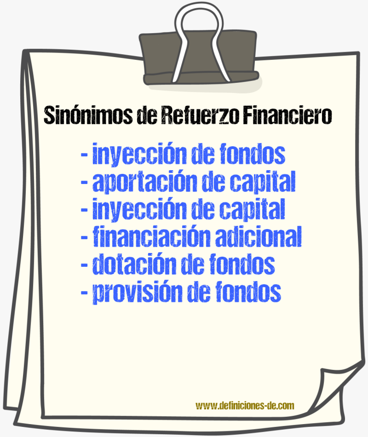 Sinónimos de refuerzo financiero
