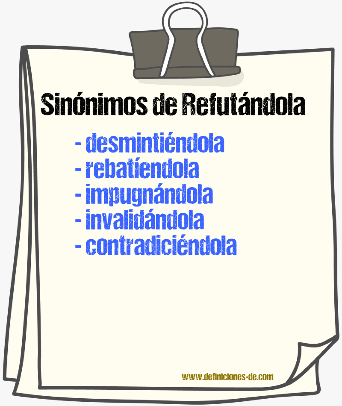 Sinónimos de refutándola