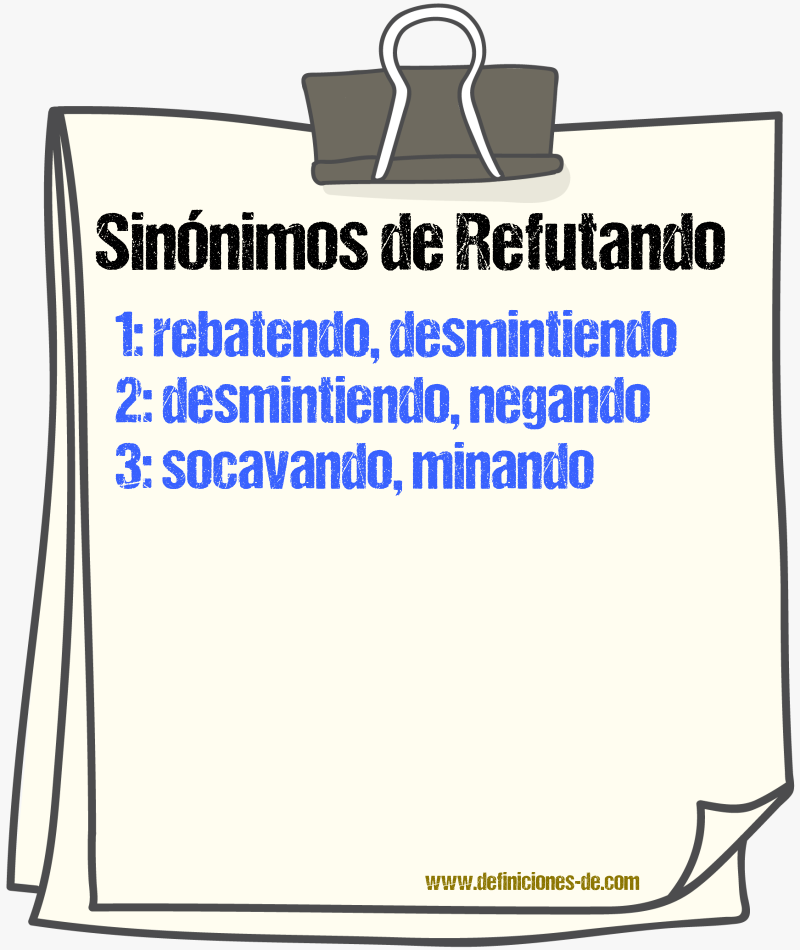Sinónimos de refutando