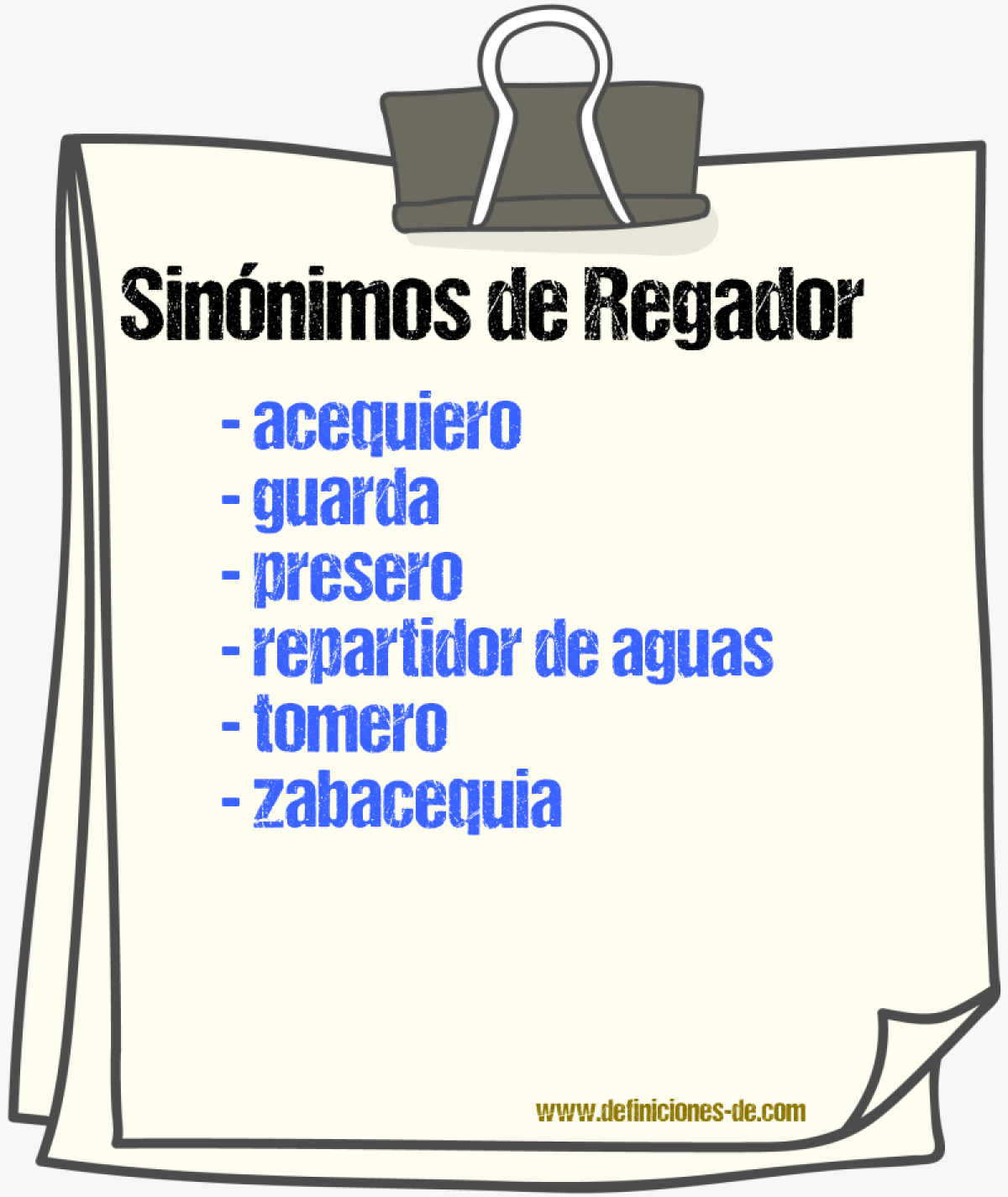 Sinnimos de regador