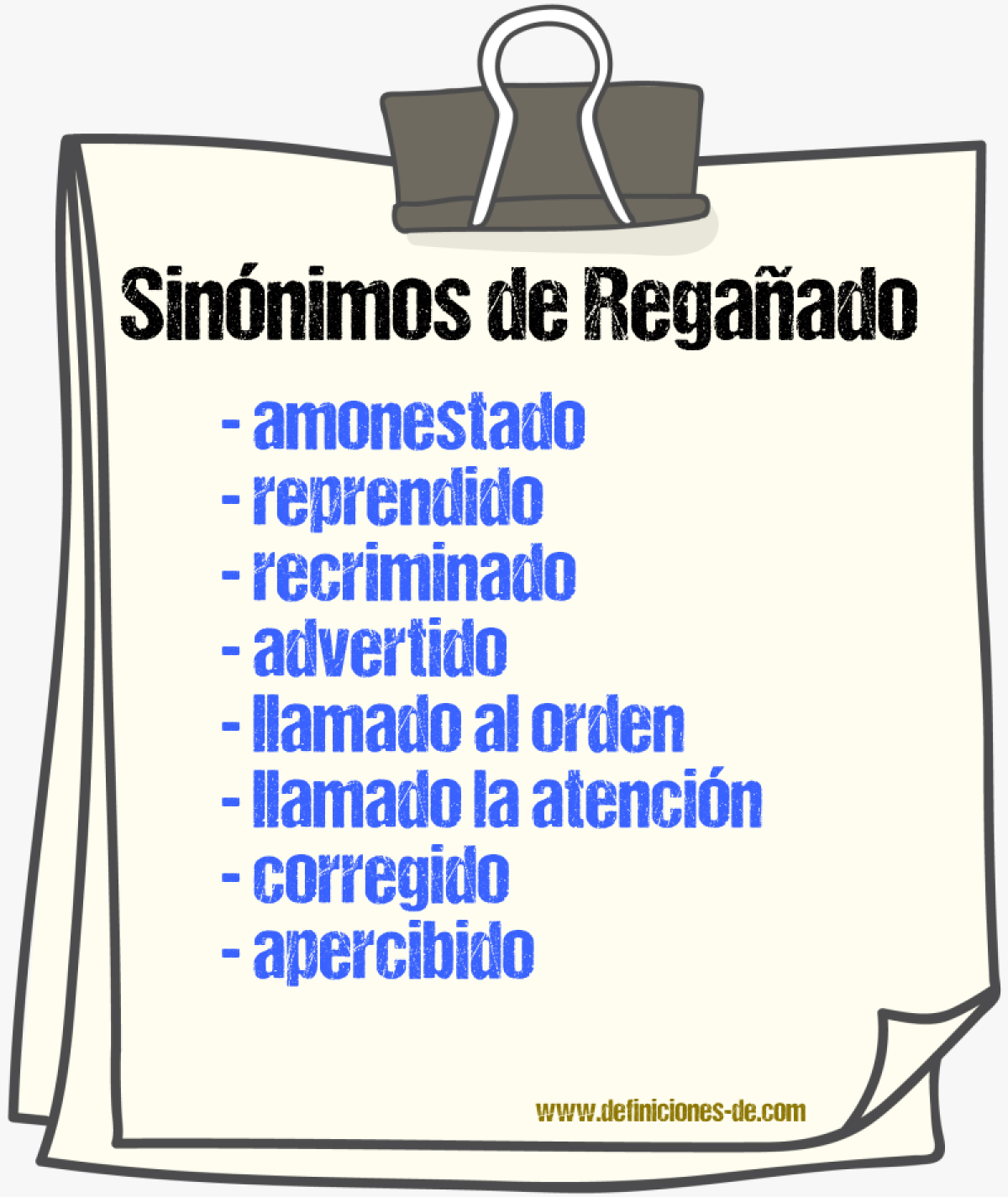 Sinónimos de regañado