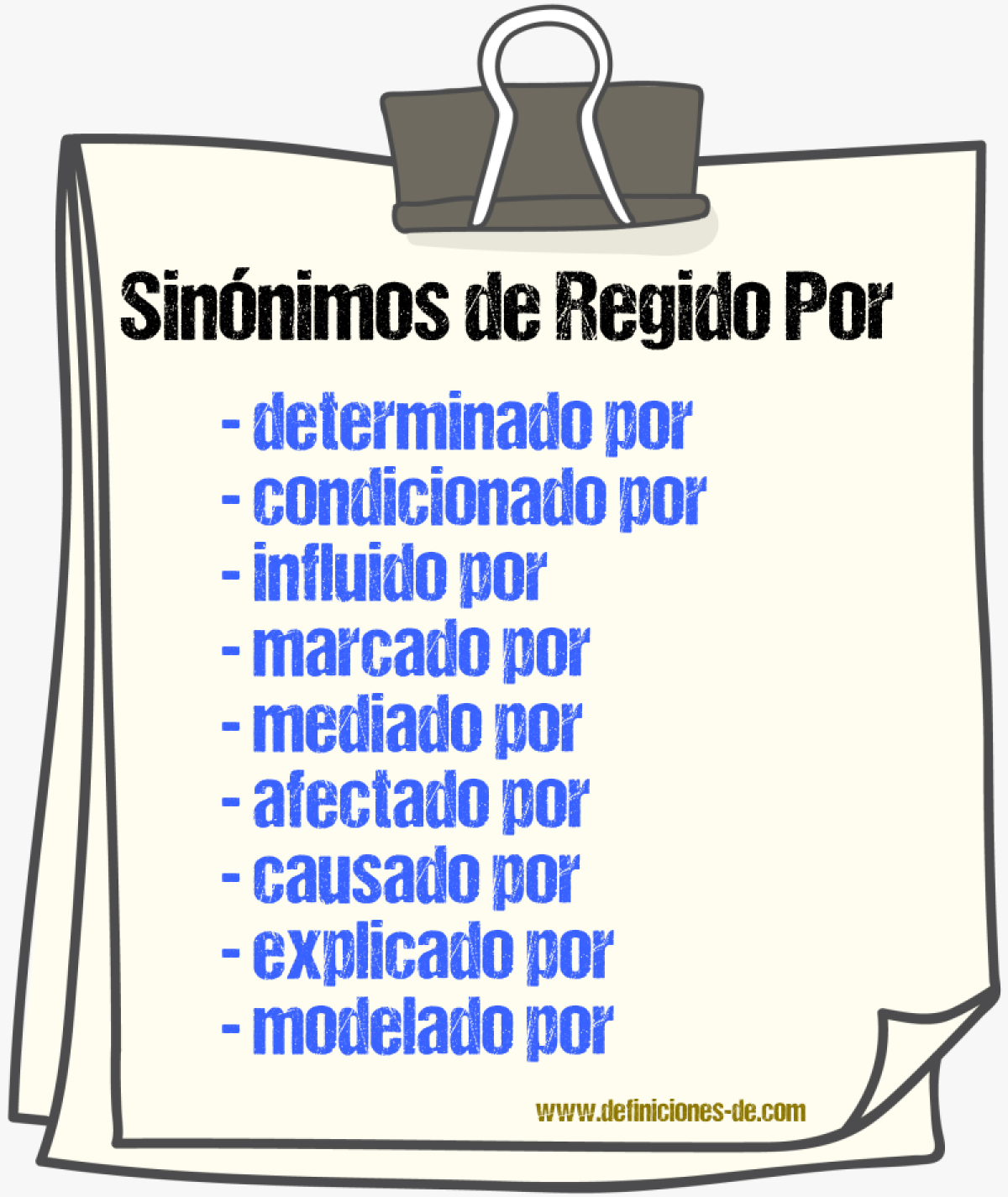 Sinónimos de regido por