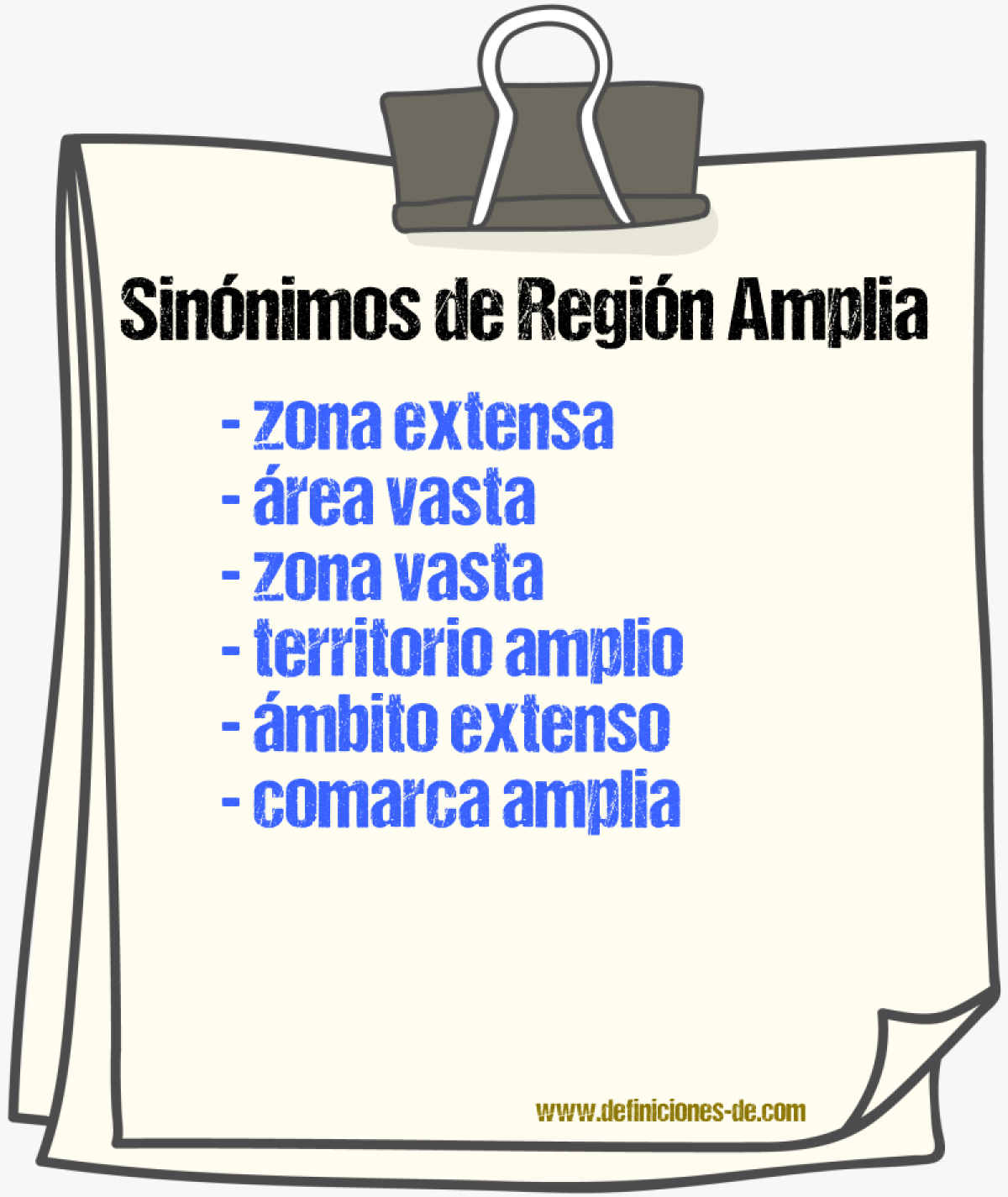 Sinónimos de región amplia