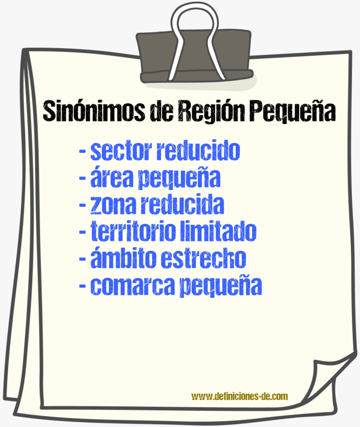 Sinónimos de región pequeña