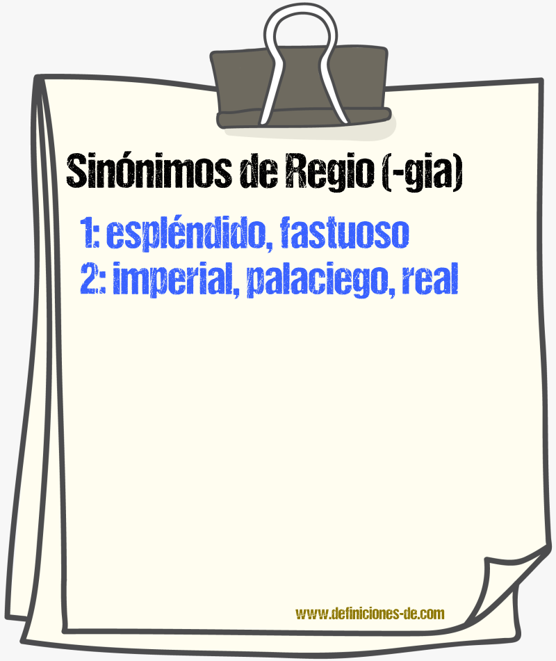 Sinnimos de regio