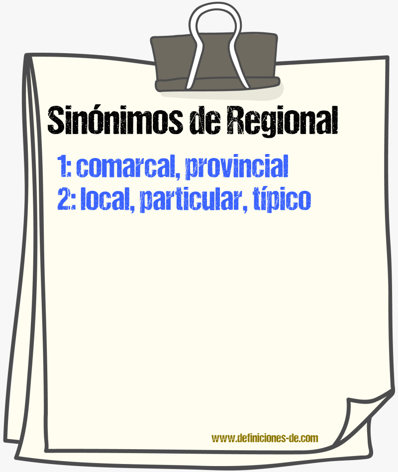 Sinnimos de regional