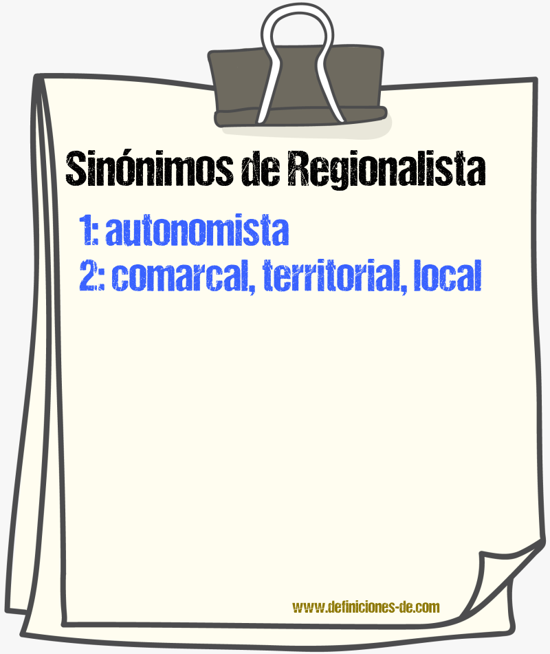 Sinónimos de regionalista