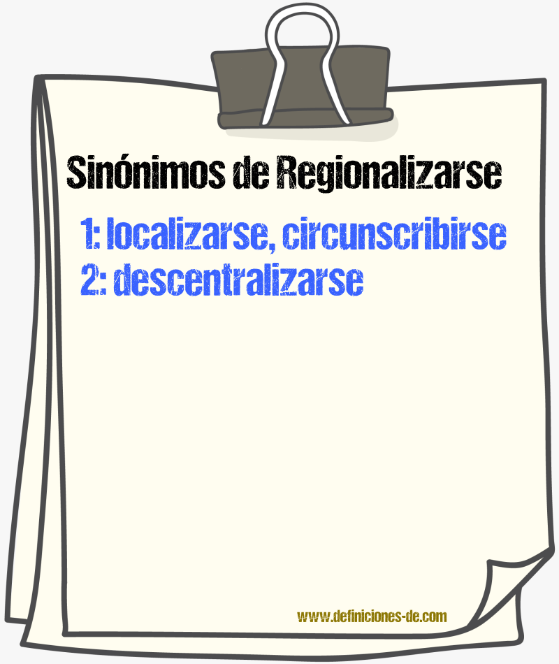 Sinónimos de regionalizarse