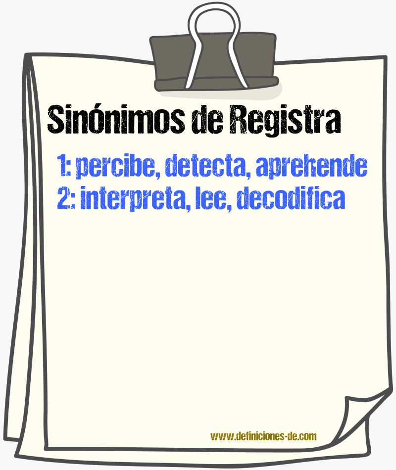 Sinónimos de registra