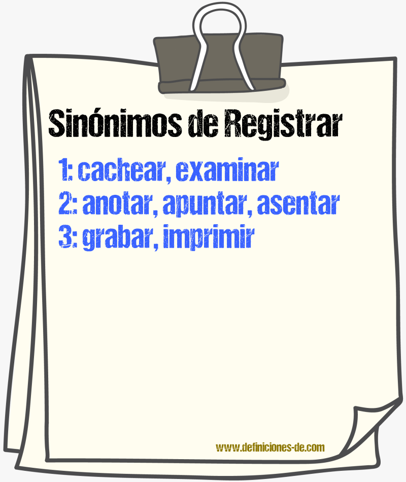 Sinónimos de registrar