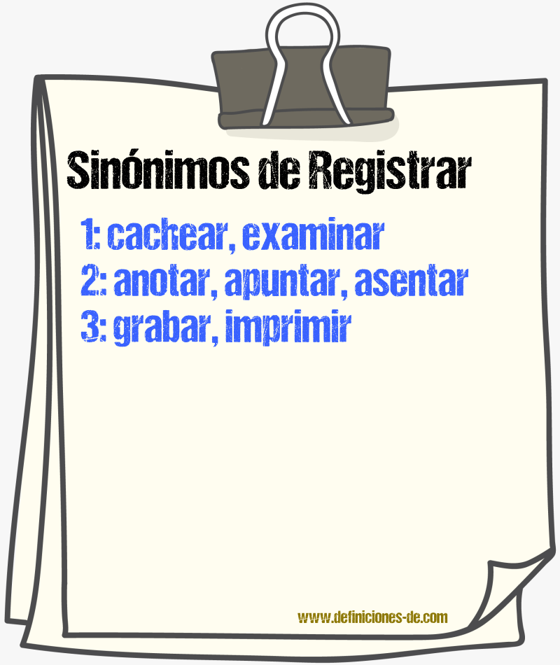 Sinnimos de registrar