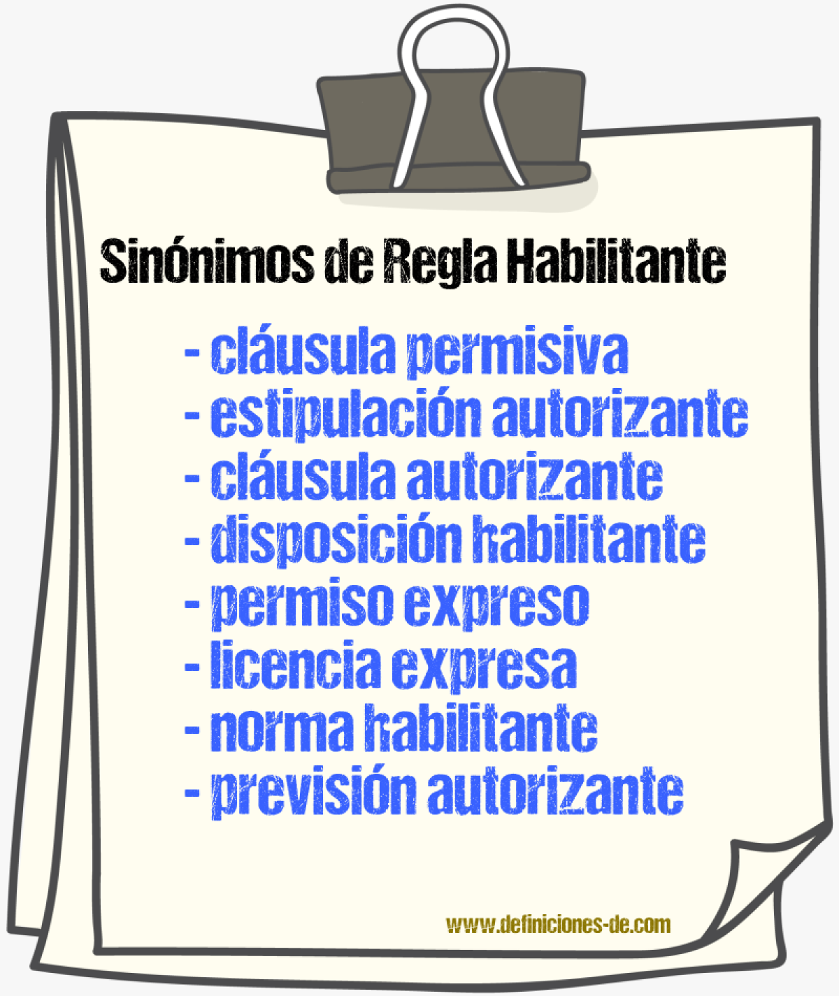 Sinónimos de regla habilitante