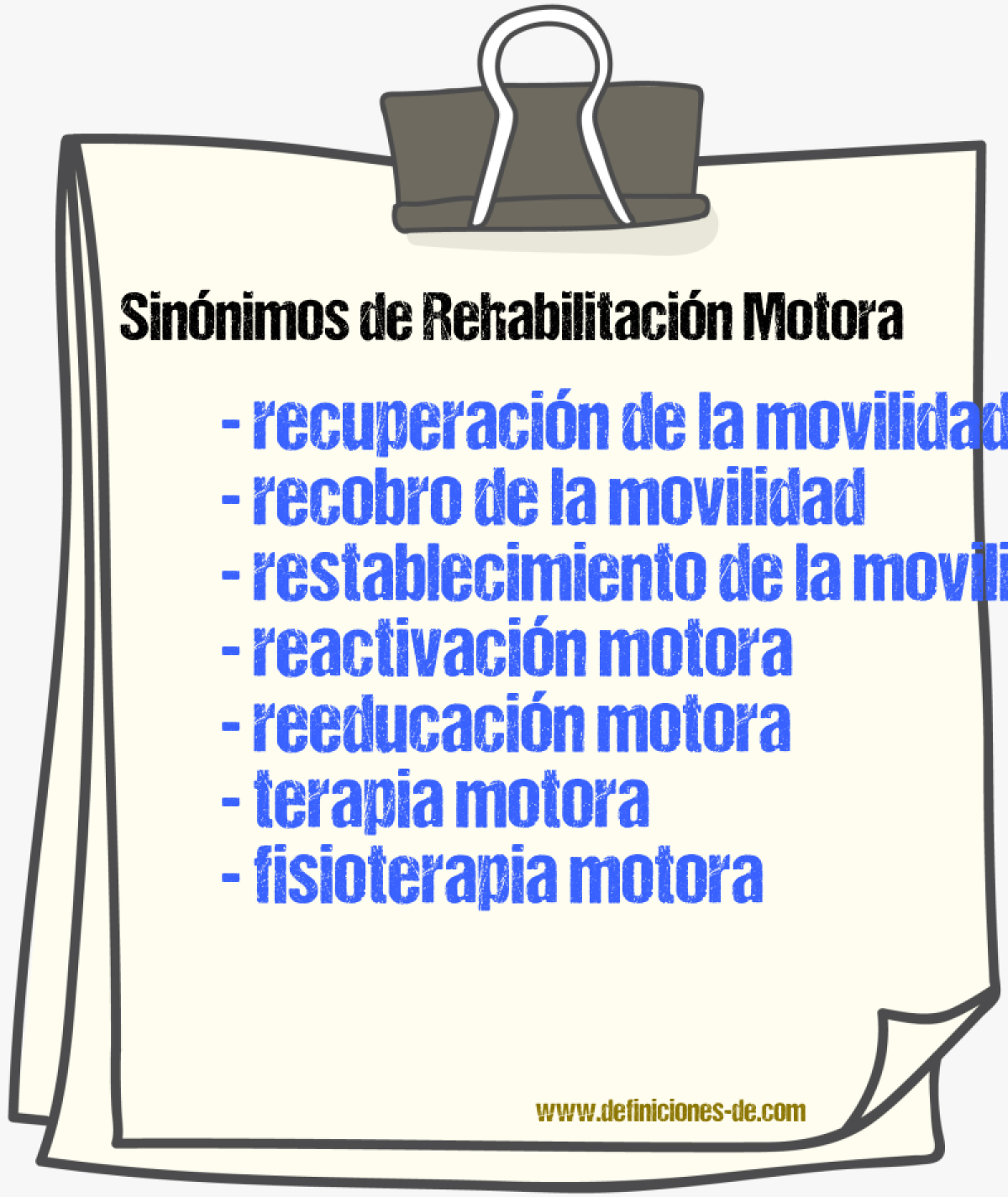 Sinónimos de rehabilitación motora