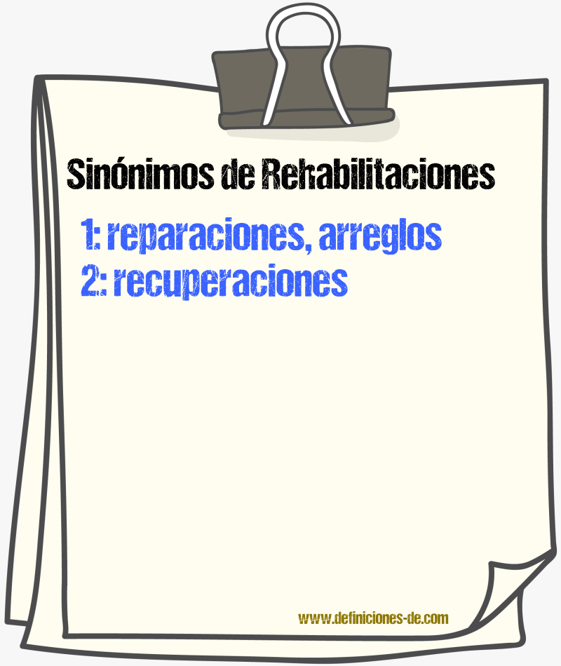 Sinónimos de rehabilitaciones