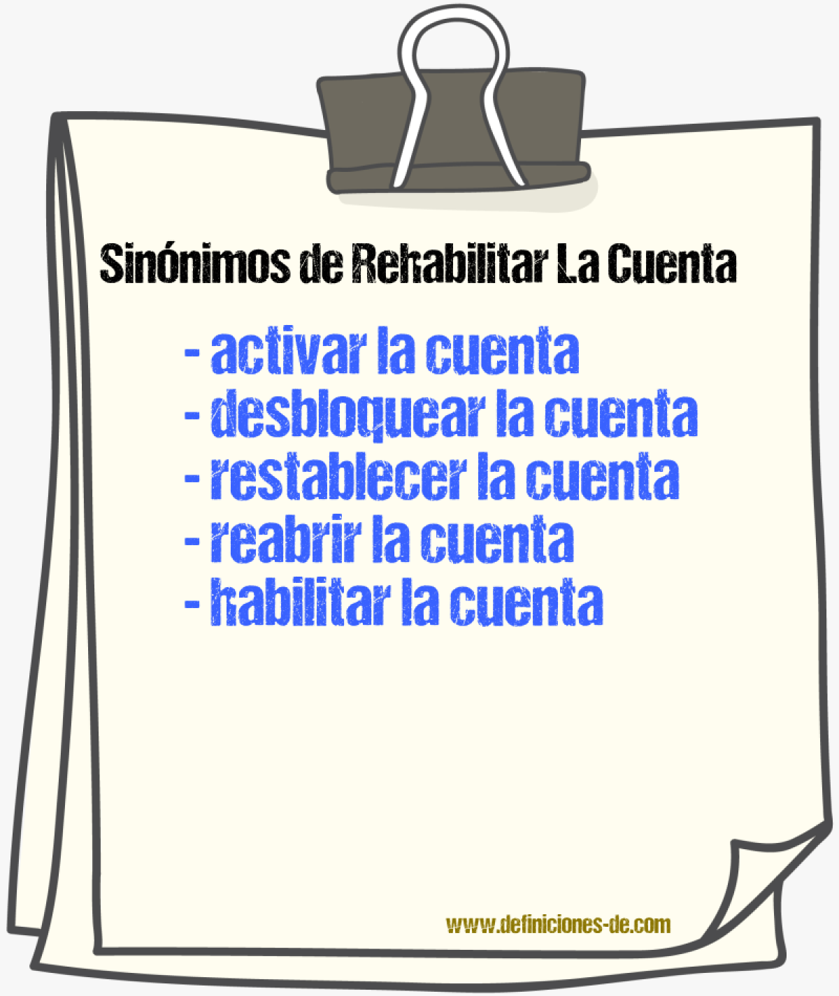 Sinónimos de rehabilitar la cuenta