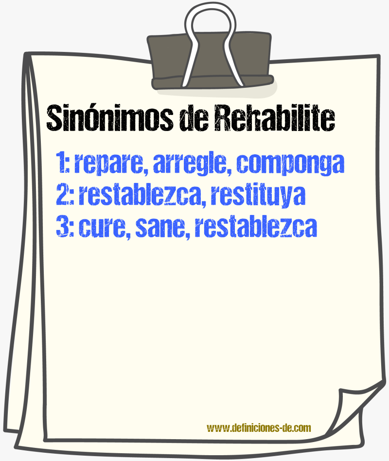 Sinónimos de rehabilite