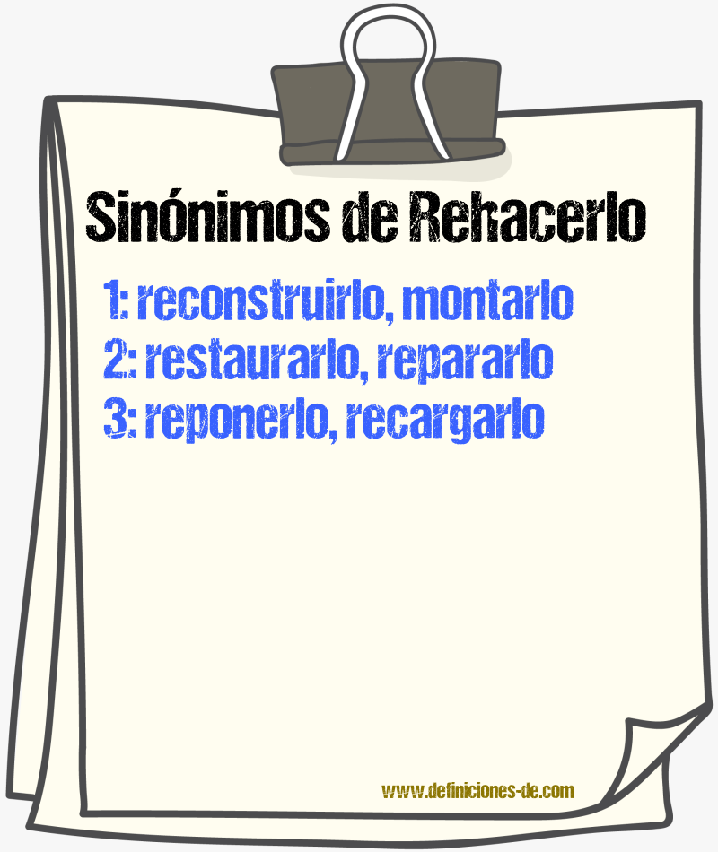 Sinónimos de rehacerlo