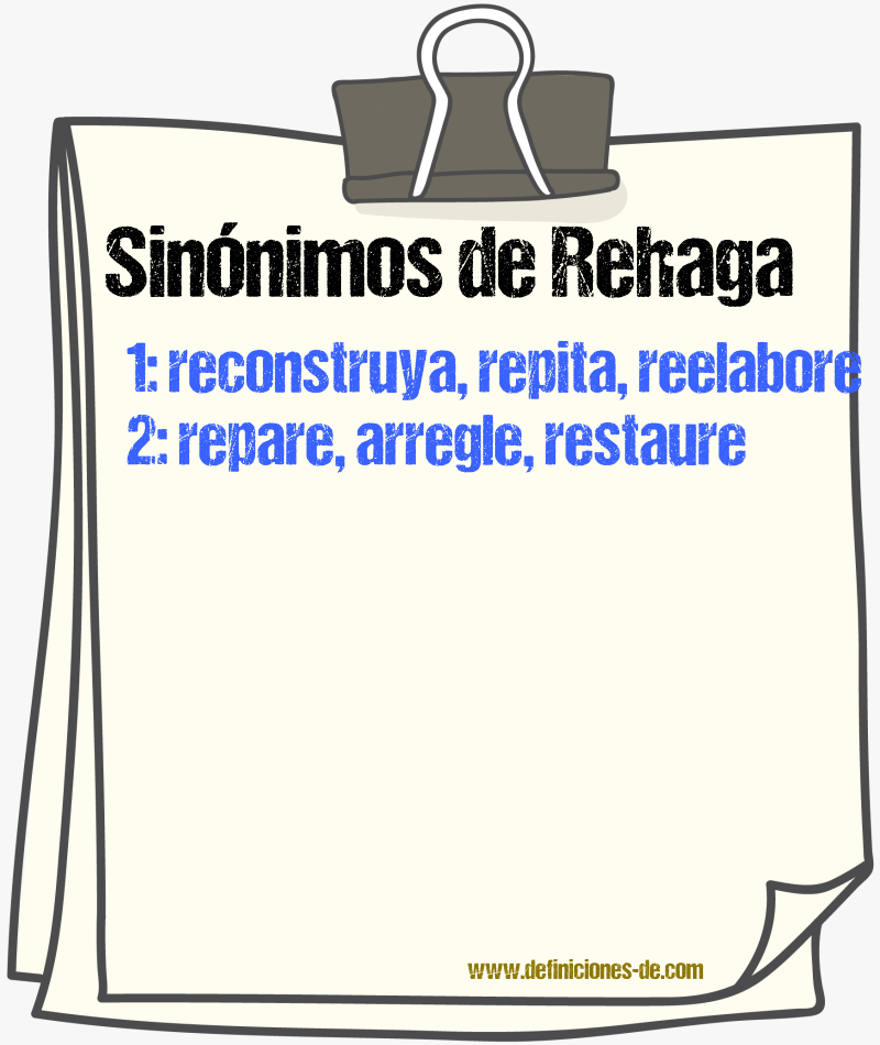 Sinónimos de rehaga