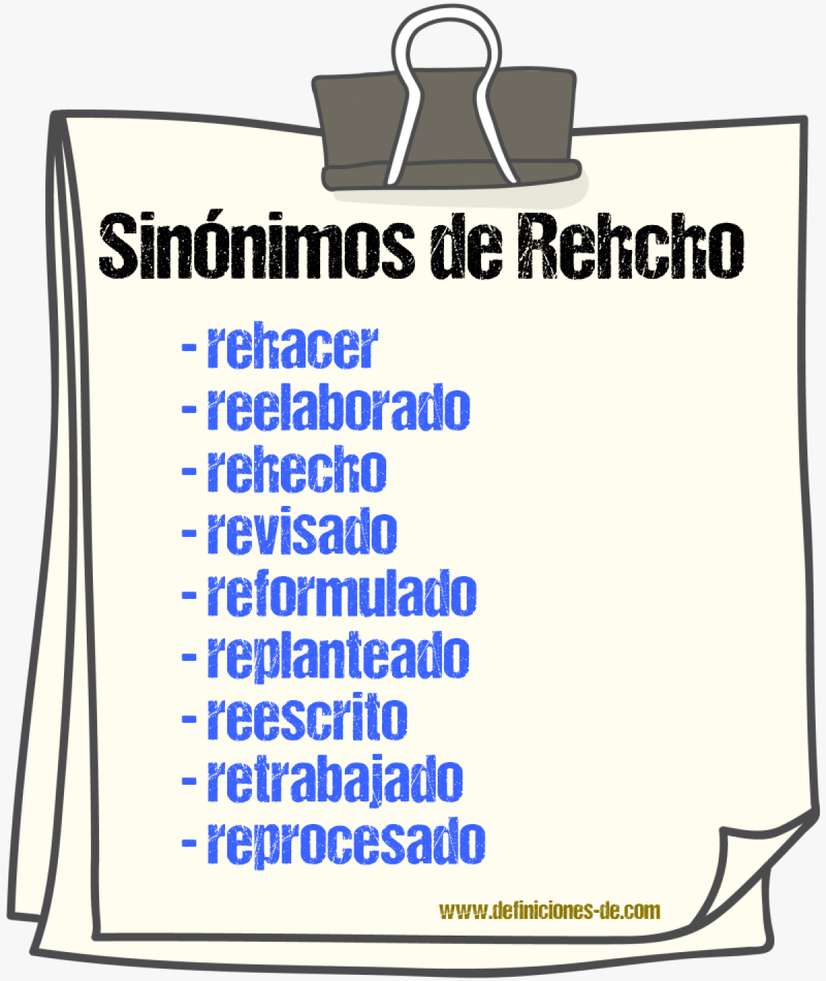 Sinónimos de rehcho