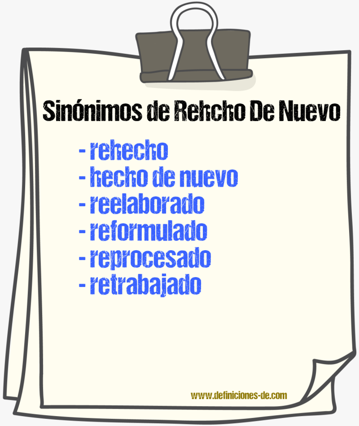 Sinónimos de rehcho de nuevo