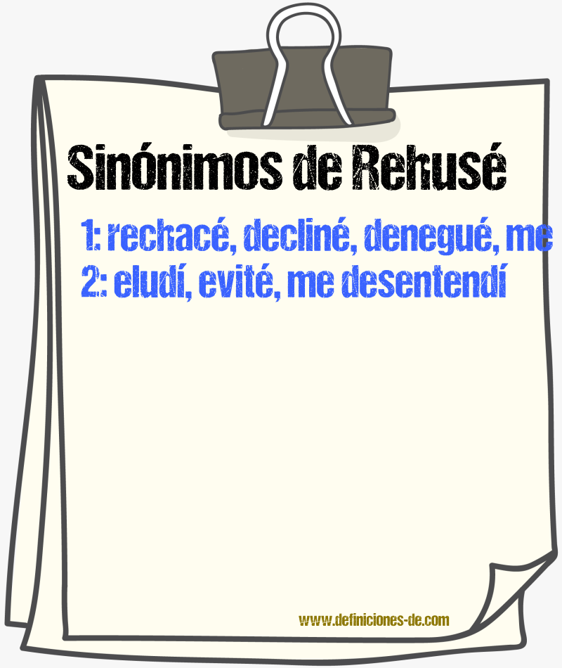 Sinónimos de rehusé