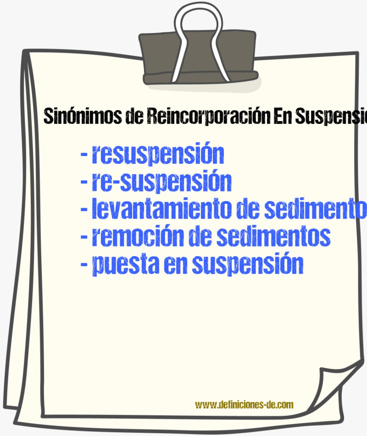 Sinónimos de reincorporación en suspensión