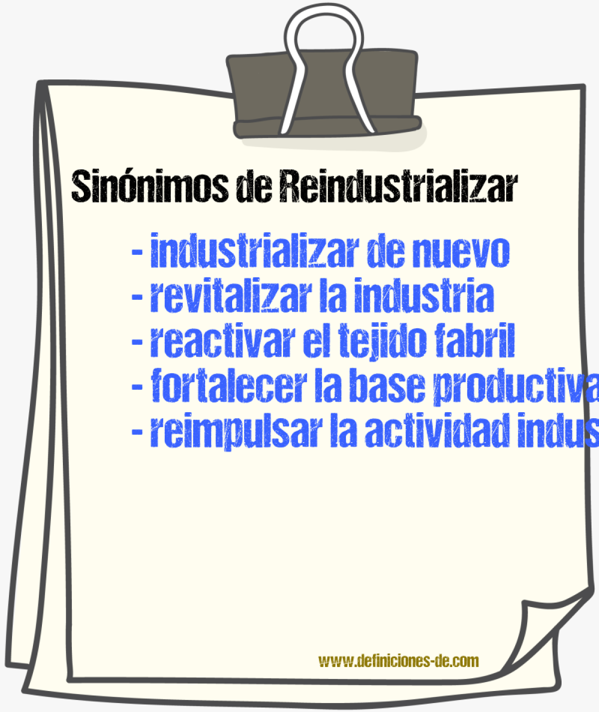Sinónimos de reindustrializar