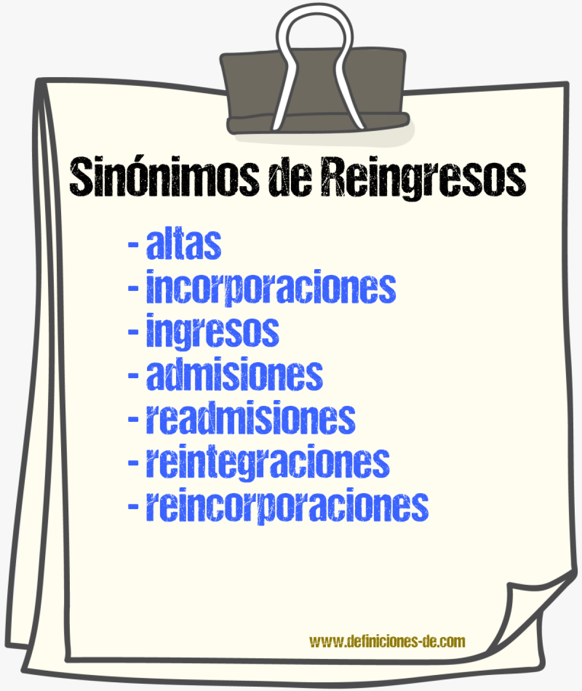 Sinónimos de reingresos