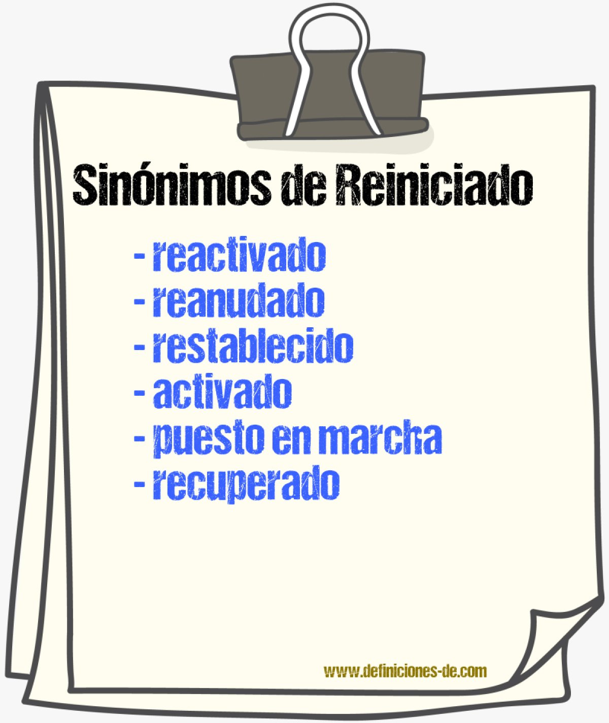 Sinónimos de reiniciado
