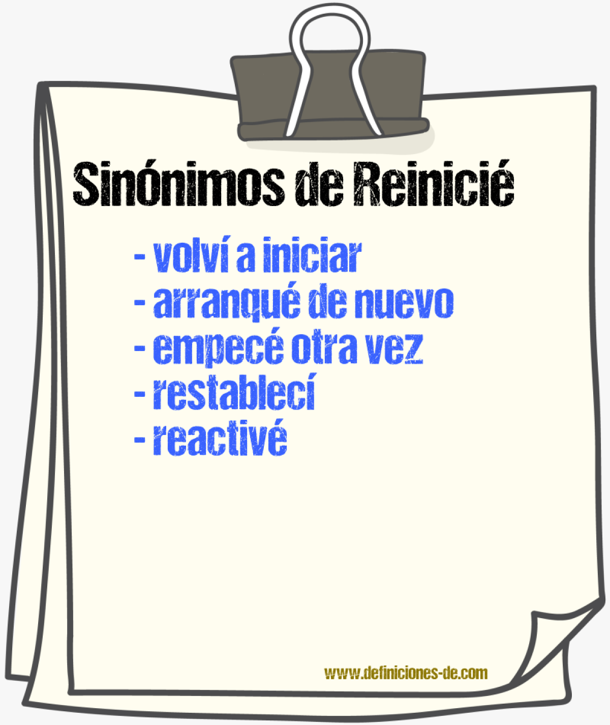 Sinónimos de reinicié