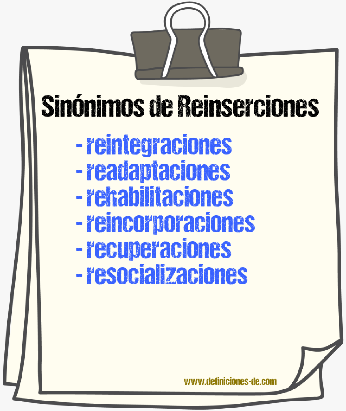Sinónimos de reinserciones