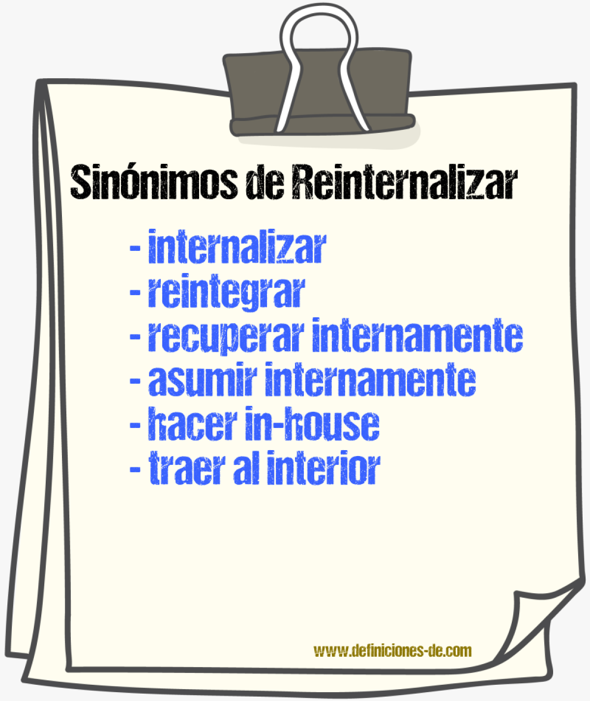 Sinónimos de reinternalizar