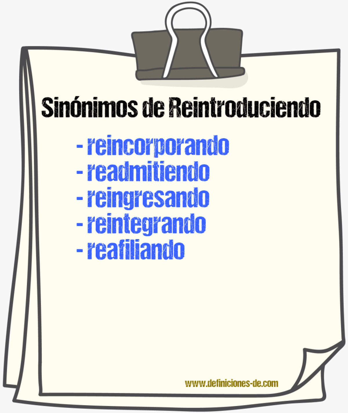 Sinónimos de reintroduciendo