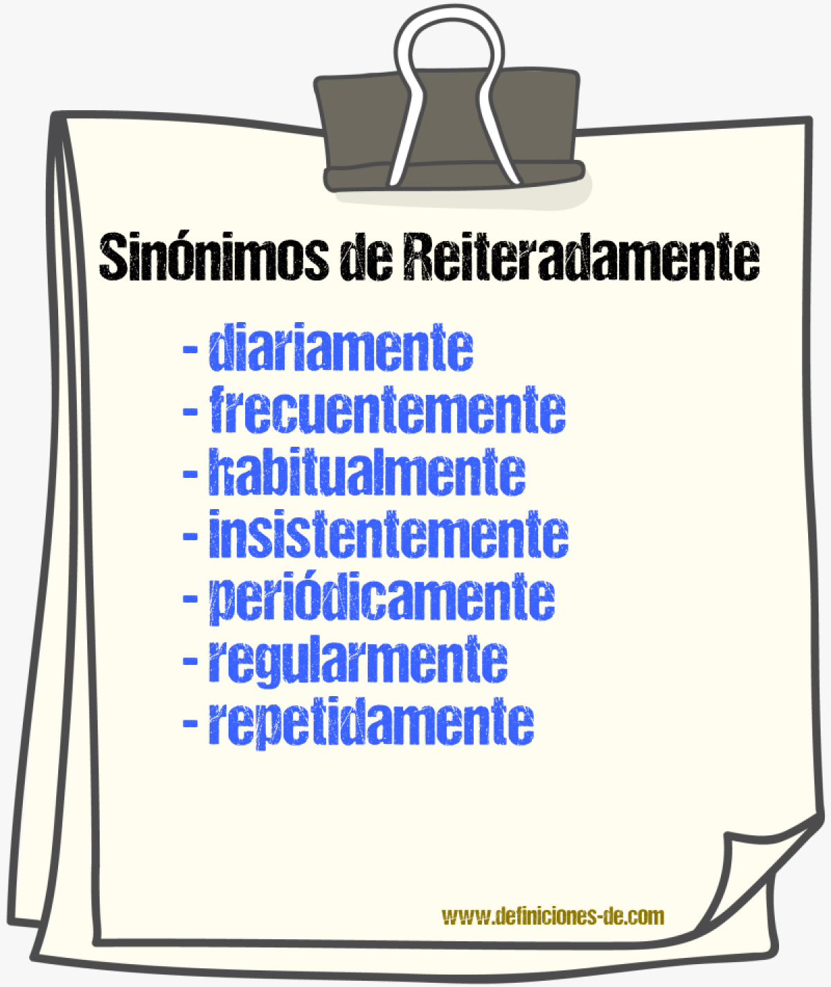 Sinnimos de reiteradamente