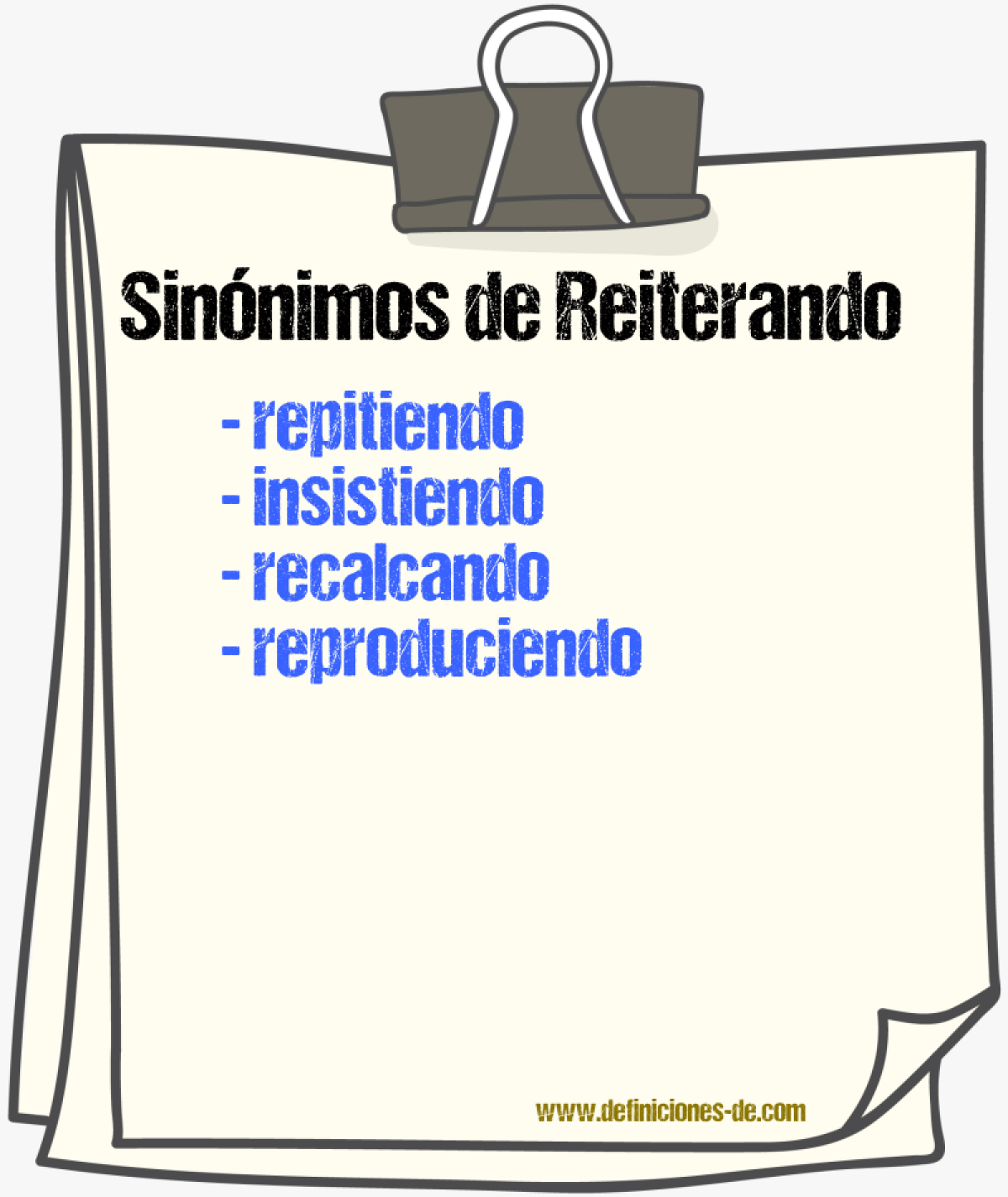 Sinónimos de reiterando