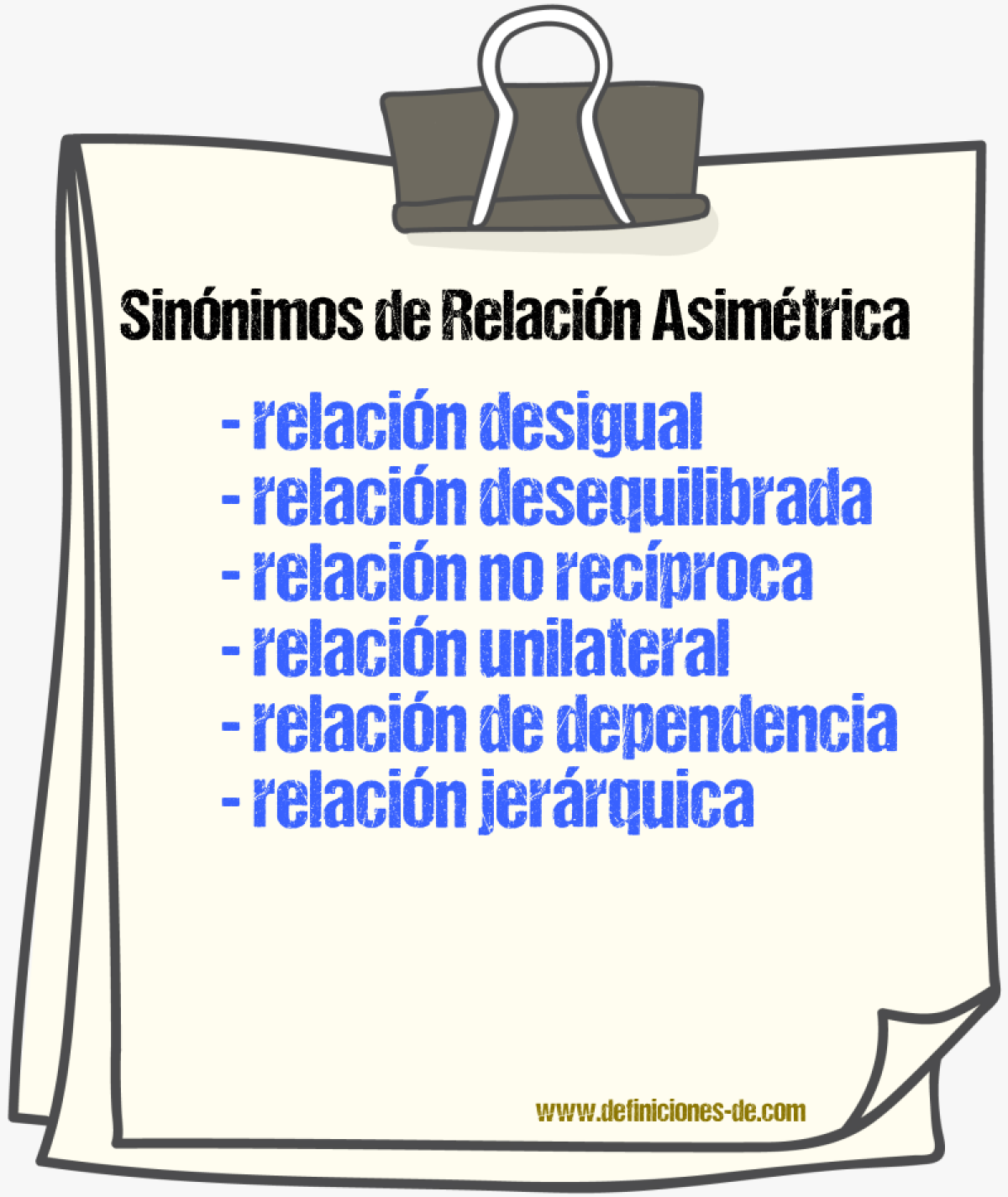 Sinónimos de relación asimétrica
