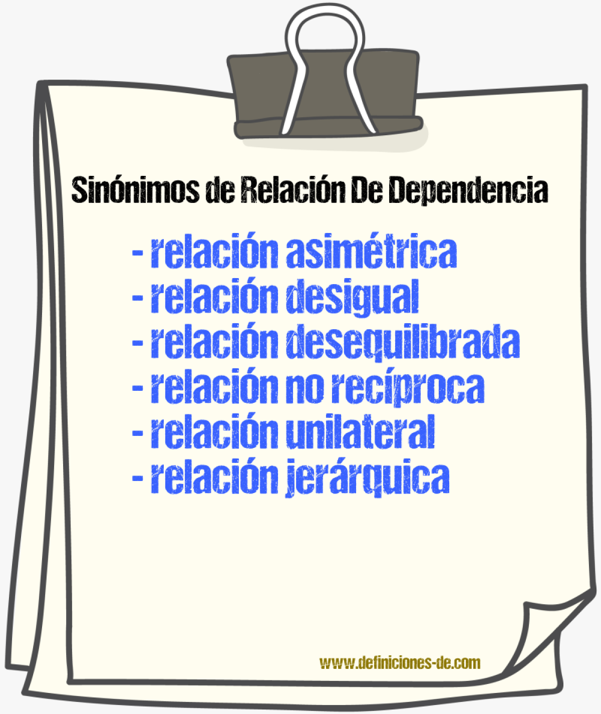 Sinónimos de relación de dependencia