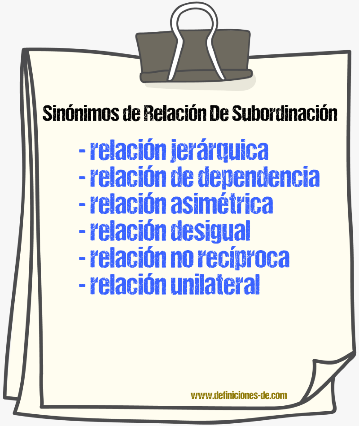 Sinónimos de relación de subordinación