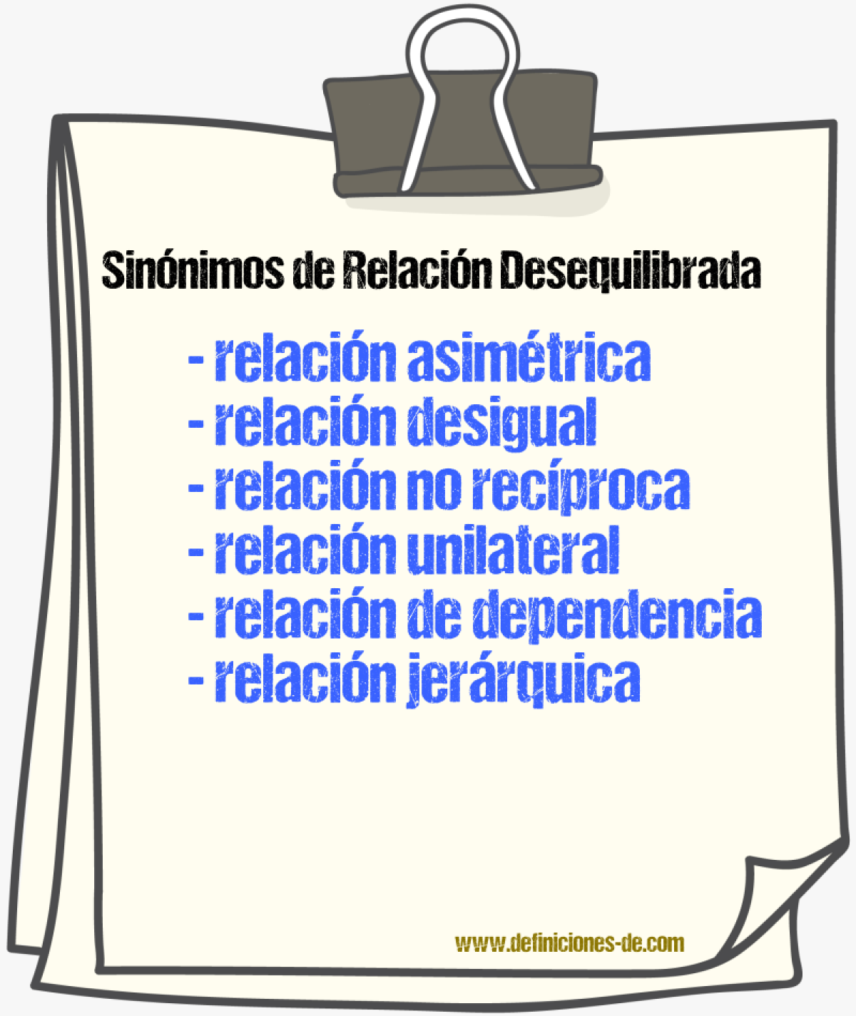 Sinónimos de relación desequilibrada