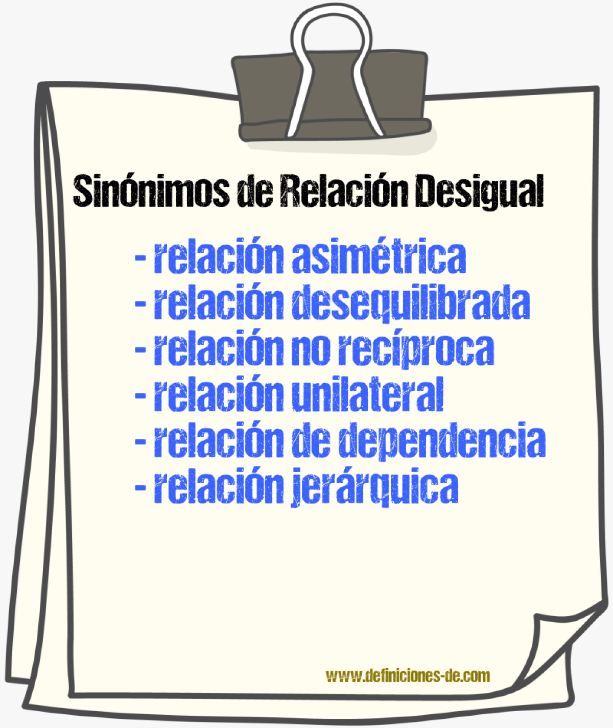 Sinónimos de relación desigual