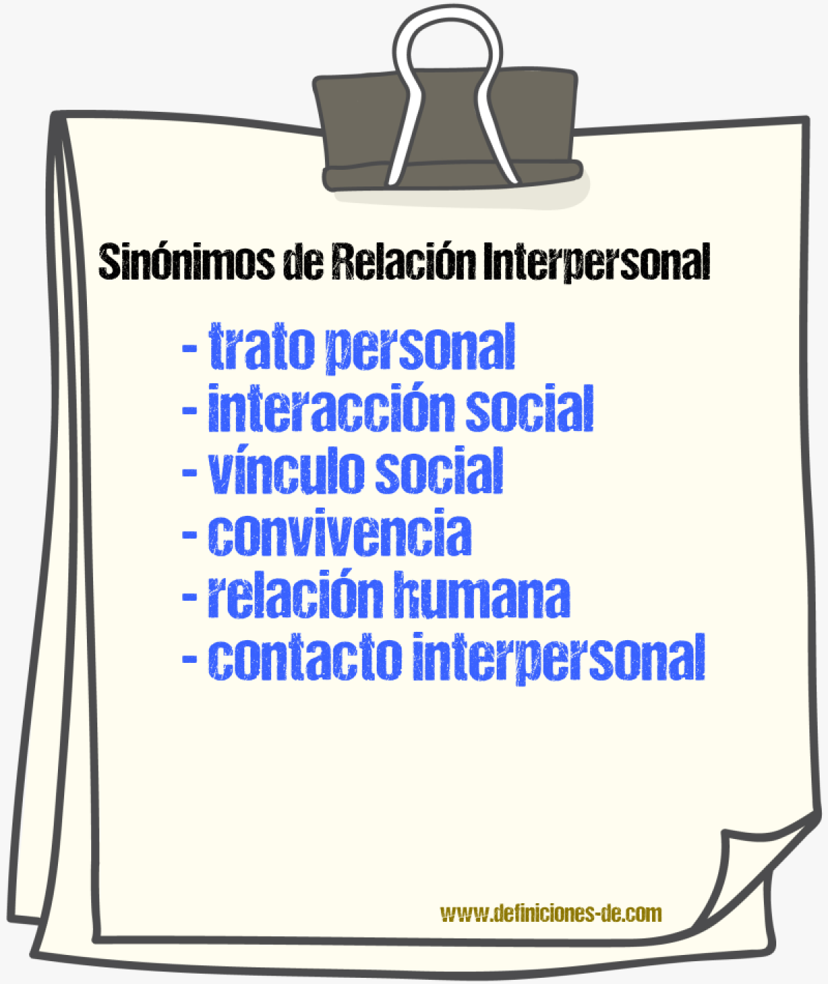 Sinónimos de relación interpersonal