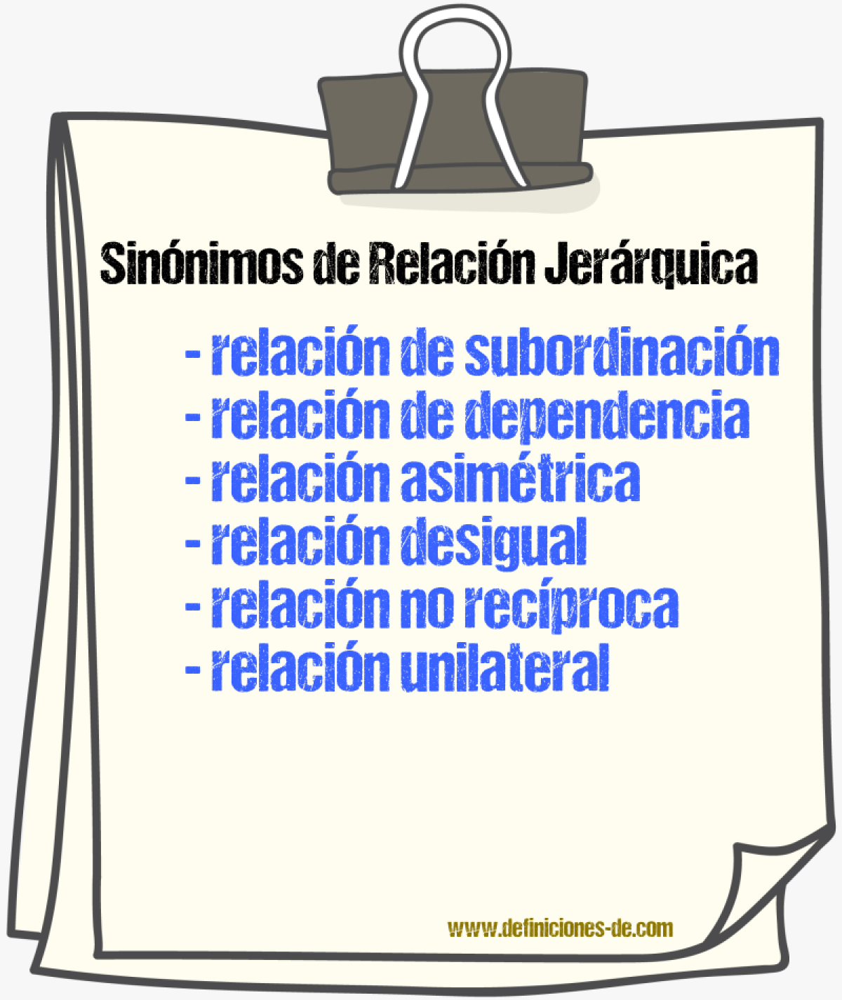 Sinónimos de relación jerárquica