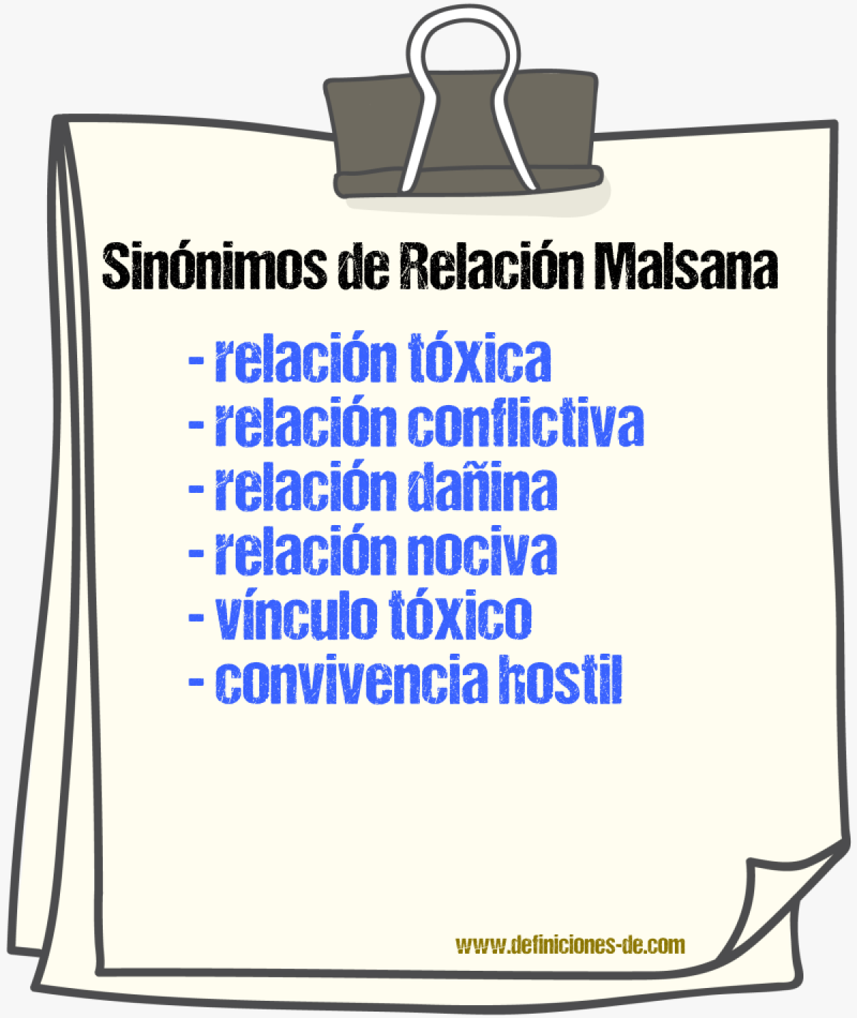 Sinónimos de relación malsana