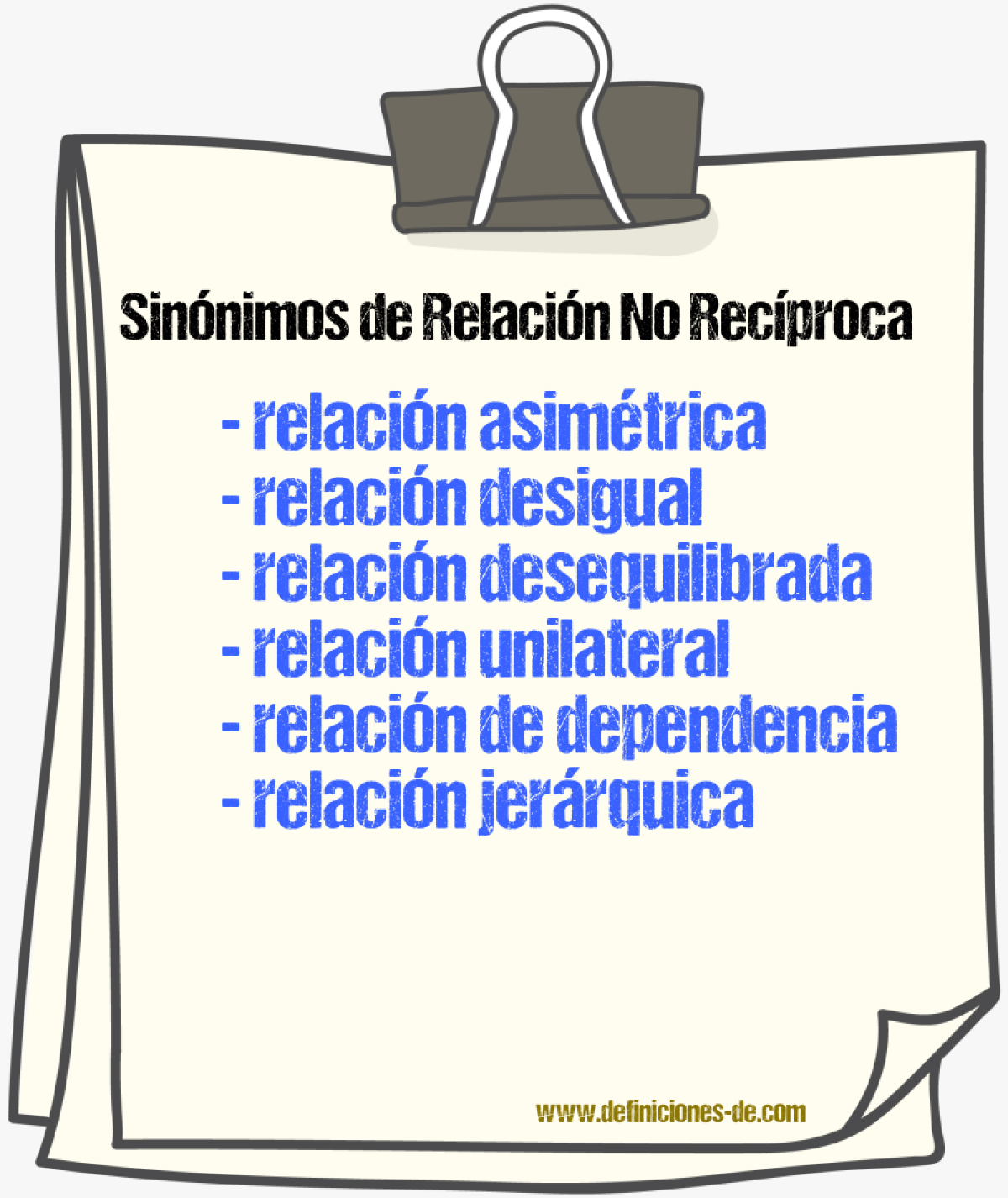 Sinónimos de relación no recíproca