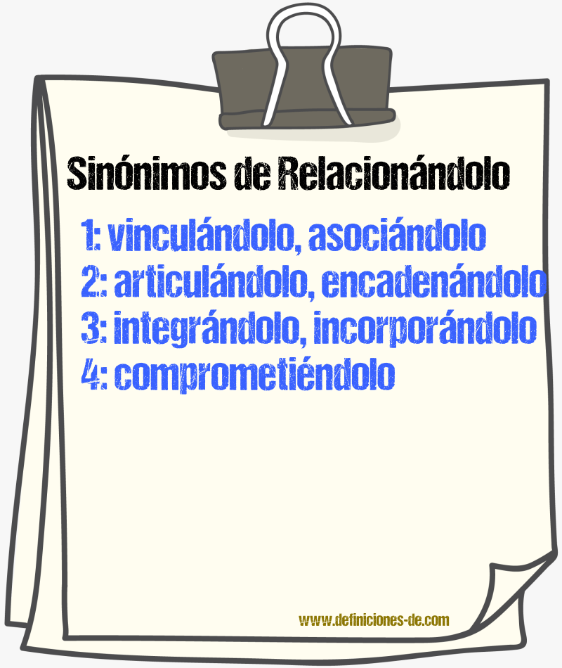 Sinónimos de relacionándolo